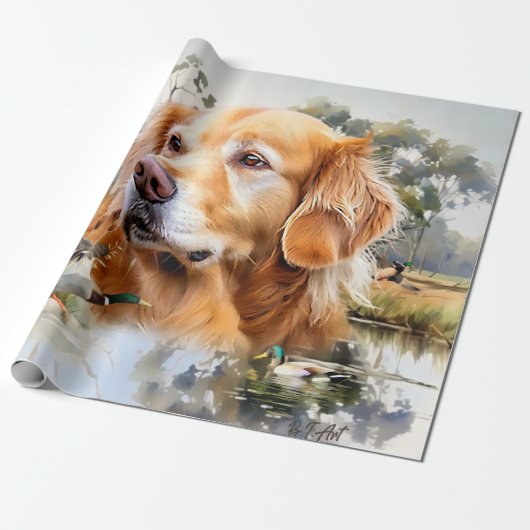 Papier Cadeau Golden Retriever (Déroulé)