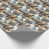 Papier Cadeau Golden Retriever assis devant le ventilateur (Coin)