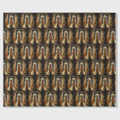 Papier Cadeau Golden Retriever avec drapeau américain (Plat)