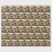 Papier Cadeau Golden Retriever avec drapeau américain (Plat)