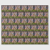 Papier Cadeau Golden Retriever avec drapeau américain (Plat)