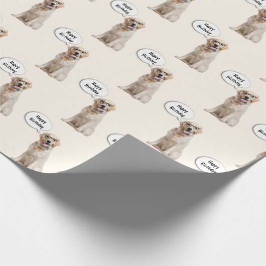 Papier Cadeau Golden Retriever avec lunettes de vue (Coin)