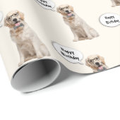 Papier Cadeau Golden Retriever avec lunettes de vue (Coin rond)
