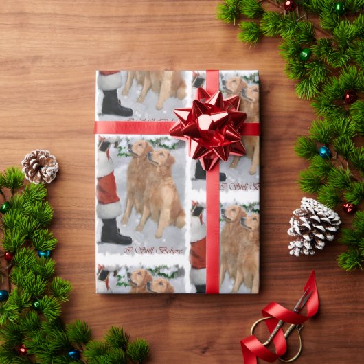 Papier Cadeau Golden Retriever Believe Christmas (Cadeau de vacances)