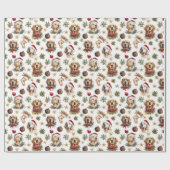 Papier Cadeau Golden Retriever chien animal Motif de Noël (Plat)