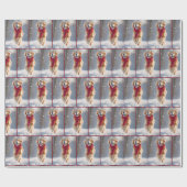 Papier Cadeau Golden Retriever Chien Dans Les Flèches De Neige (Plat)