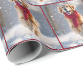 Papier Cadeau Golden Retriever Chien Dans Les Flèches De Neige (Coin rond)