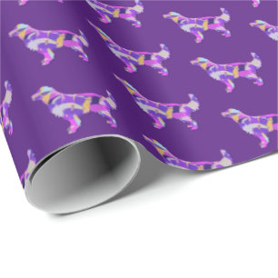 Papier Cadeau Golden Retriever Chien Silhouette couleur violet v