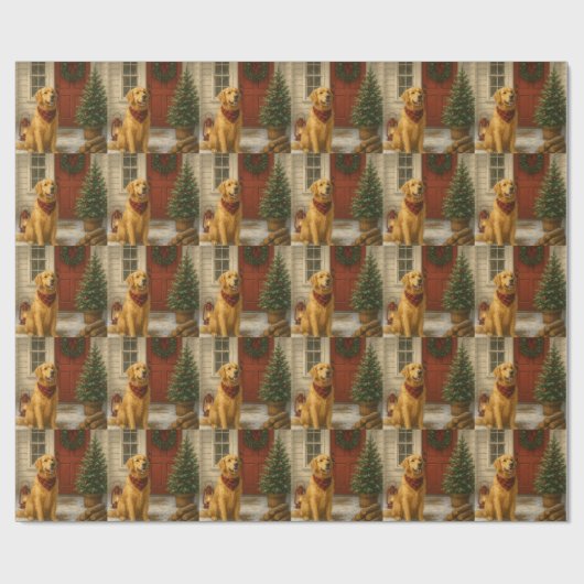 Papier Cadeau Golden Retriever Christmas Card (Plat)