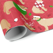 Papier Cadeau Golden Retriever de Noël  (Coin rond)