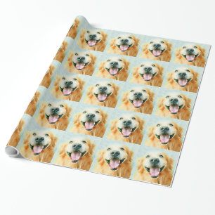 Papier Cadeau Golden retriever de sourire dans l'aquarelle