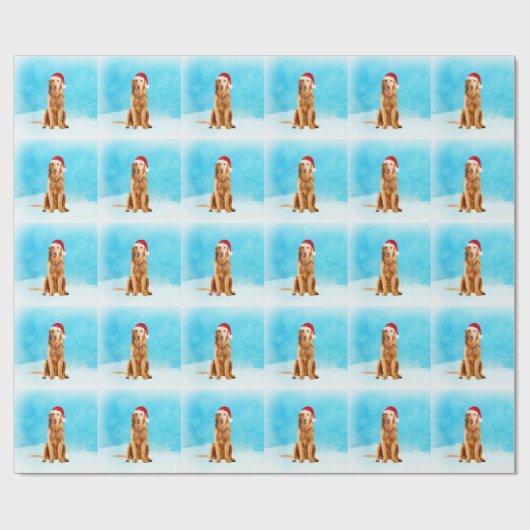 Papier Cadeau Golden Retriever Dog en neige avec le Casquette de (Plat)
