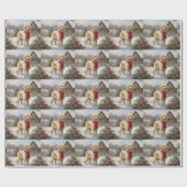 Papier Cadeau Golden Retriever Dog in Snow Christmas (Plat)