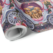 Papier Cadeau Golden Retriever Dog Valentine's Day  (Coin rond)