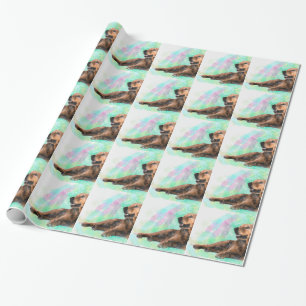 Papier Cadeau Golden Retriever Dog Water peinture couleur