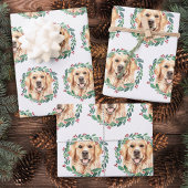 Papier Cadeau Golden Retriever Elegant Chien Noël