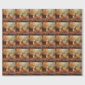 Papier Cadeau Golden Retriever en automne Leaves automne Inspire (Plat)