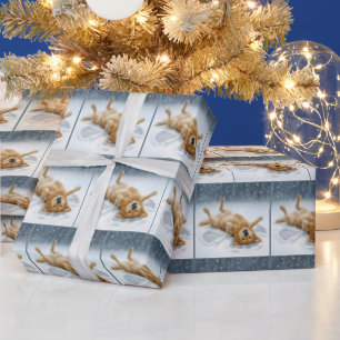 Papier Cadeau Golden Retriever faisant un ange de neige