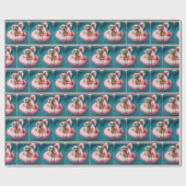 Papier Cadeau Golden Retriever Floating In a Flamingo Pool Toy (Plat)