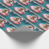 Papier Cadeau Golden Retriever Floating In a Flamingo Pool Toy (Coin)