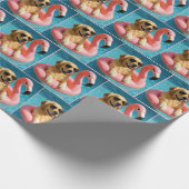 Papier Cadeau Golden Retriever Floating On a Flamingo Pool Toy (Coin)