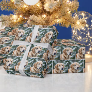 Papier Cadeau Golden Retriever in Snowflakes