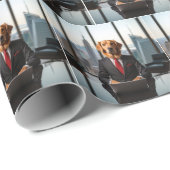 Papier Cadeau Golden Retriever PDG dans un bureau moderne (Coin rond)