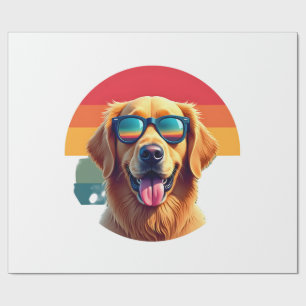Papier Cadeau Golden Retriever pour enfants garçons filles lunet
