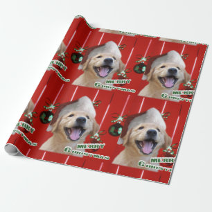 Papier Cadeau Golden Retriever Puppy Christmas