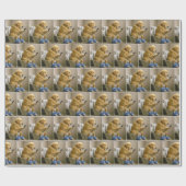 Papier Cadeau Golden Retriever Sitting On the Toilet Texting (Plat)