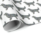 Papier Cadeau Golden Retriever Small Silhouette Grille blanche (Coin rond)