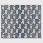 Papier Cadeau Golden Retriever sur Blue Jean Denim (Plat)