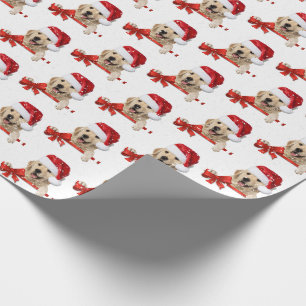Papier Cadeau Golden Retriever sur l'arc de Noël