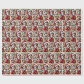 Papier Cadeau Golden Retriever with Ginger Kitten in a Stocking (Plat)