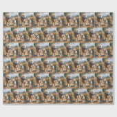 Papier Cadeau Golden Retrievers marchant sur une route de campag (Plat)