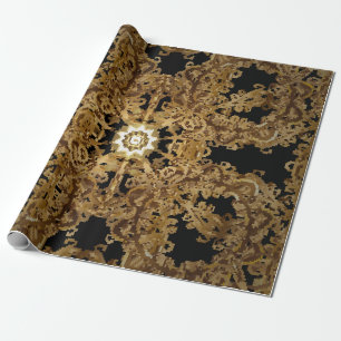 Papier Cadeau Golden Seamless main dessinée, Arrière - plan vint