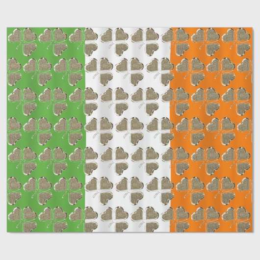 Papier Cadeau Golden Shamrock Clovers Irish Flag Irlande Chic (Plat)