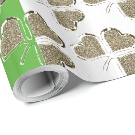 Papier Cadeau Golden Shamrock Clovers Irish Flag Irlande Chic (Coin rond)