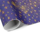 Papier Cadeau Golden Stars Confetti Céleste Firament violet (Coin rond)