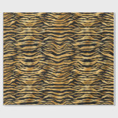 Papier Cadeau Golden Tiger Stripes | Bold Wild Animal Pattern (Plat)