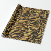Papier Cadeau Golden Tiger Stripes | Bold Wild Animal Pattern (Déroulé)