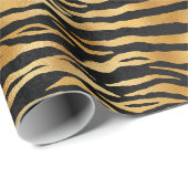 Papier Cadeau Golden Tiger Stripes | Bold Wild Animal Pattern (Coin rond)