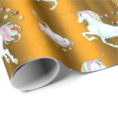 Papier Cadeau Golden Unicorn Christmas (Coin rond)