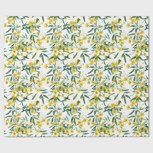 Papier Cadeau Golden Wattle, Fleur sauvage australien (Plat)
