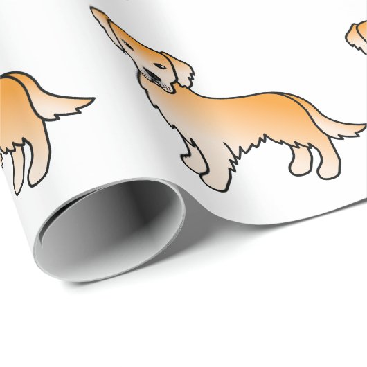 Papier Cadeau Golden Yellow Golden Retriever Motif de dessin de (Coin rond)