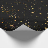Papier Cadeau Golden Yellow Stars Black Night Sky (Coin)