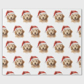 Papier Cadeau Goldendoodle Chien avec Santa Hat (Plat)
