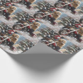 Papier Cadeau Goldendoodle Chien équitation Moto Noël (Coin)