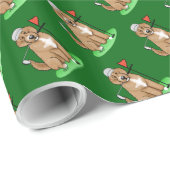 Papier Cadeau Goldendoodle Chien Jouer Golf (rouge whmk2) Plaisi (Coin rond)