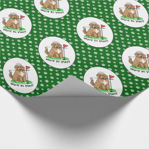 Papier Cadeau Goldendoodle Chien Jouer Golf (rouge whmk2) Plaisi